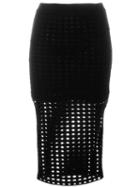 T By Alexander Wang Perforated Fitted Skirt, Women's, Size: Medium, Black, Polyester/rayon/spandex/elastane