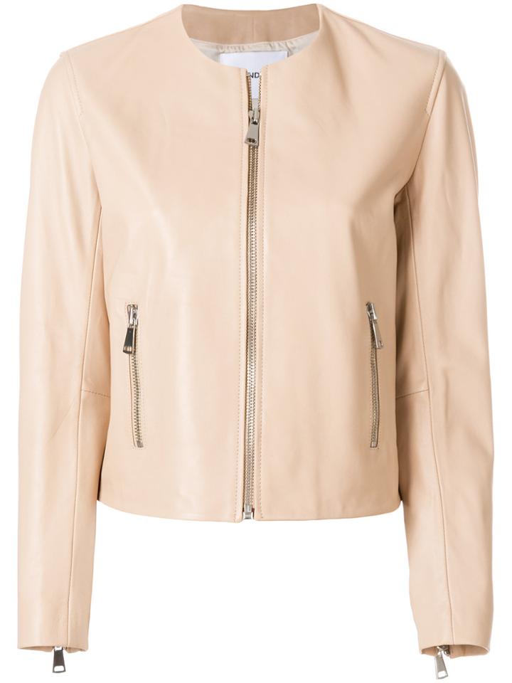 Dondup Cropped Leather Jacket - Nude & Neutrals