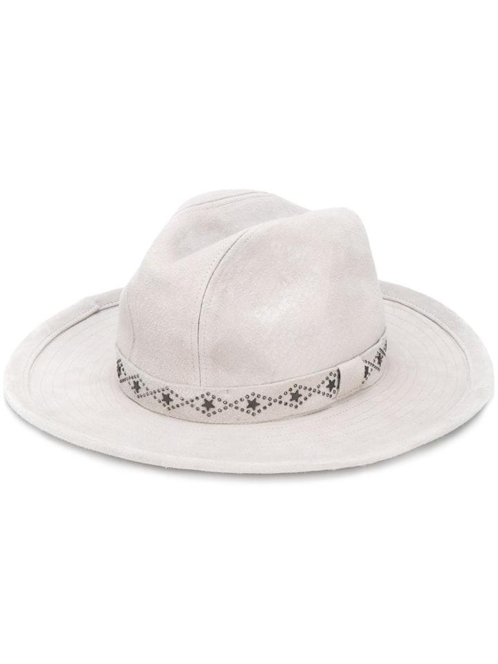 Lorena Antoniazzi Leather Star Embellished Hat - Grey