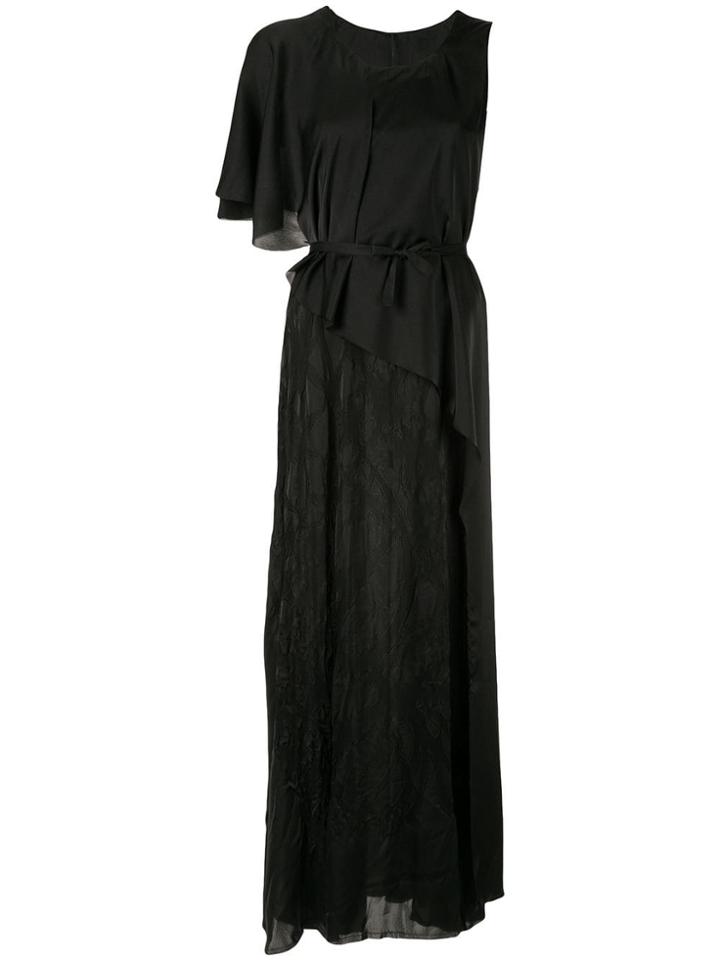 Masnada Asymmetric Lace Panel Dress - Black