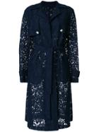 Pinko Semi-sheer Lace Trench Coat - Blue