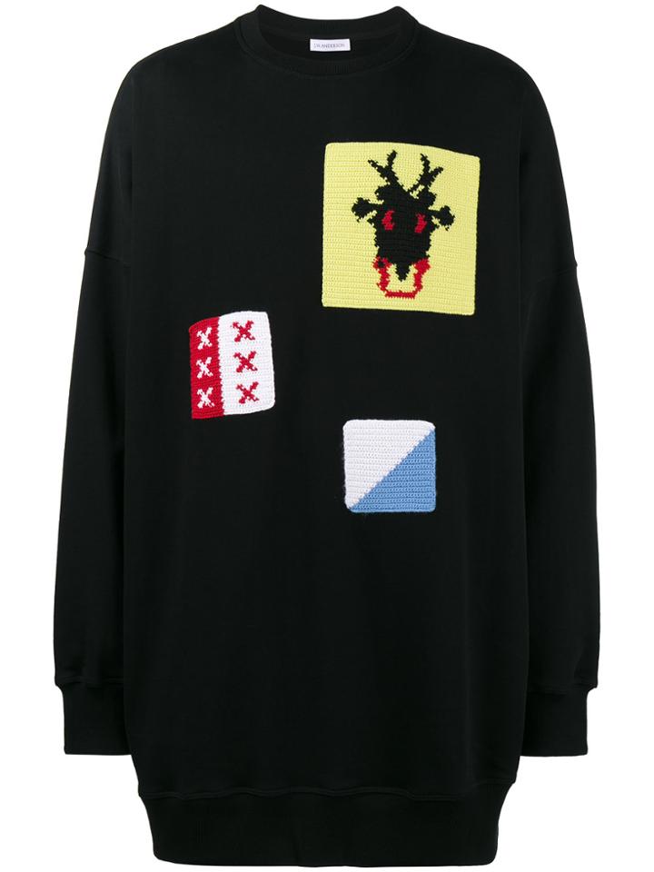 Jw Anderson Oversized Crochet Embellished Sweater - Black