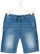 John Galliano Kids Teen Washed Denim Shorts - Blue