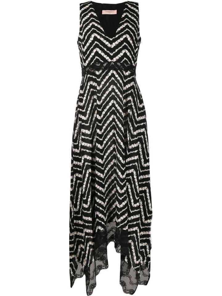 Twin-set Zig Zag Print Midi Dress - Black