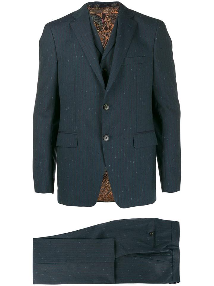 Etro Striped Three Piece Suit - Blue