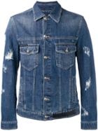 Philipp Plein Distressed Denim Jacket, Men's, Size: Medium, Blue, Cotton/polyester