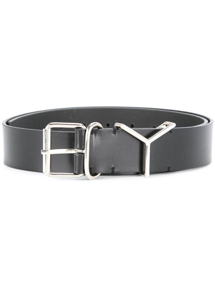 Y / Project Silver Embellished Leather Belt - Black