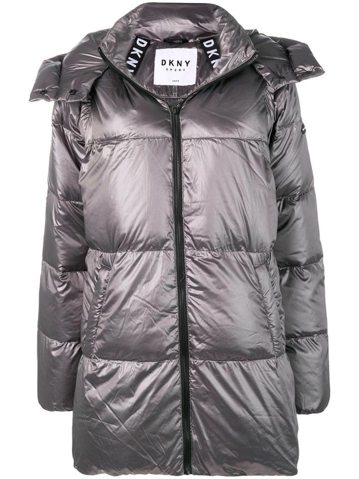 Donna Karan Hooded Padded Coat - Silver