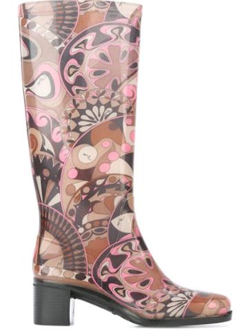 Emilio Pucci Vintage Retro Swirly Print Boots