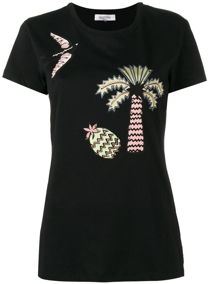 Valentino Tropical Dream Appliqué T-shirt, Women's, Size: Small, Black, Cotton