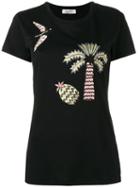 Valentino Tropical Dream Appliqué T-shirt, Women's, Size: Small, Black, Cotton