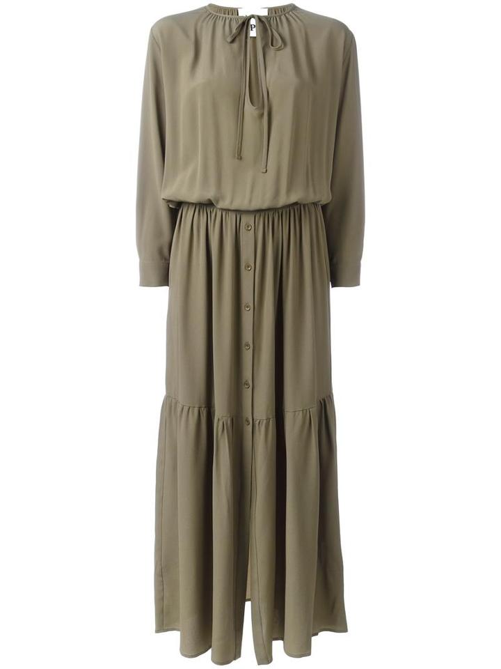 8pm Tied Neck Long Dress, Women's, Size: Xs, Green, Acetate/silk