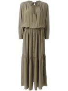8pm Tied Neck Long Dress, Women's, Size: Xs, Green, Acetate/silk