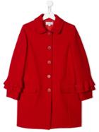 Simonetta Teen Ruffled-cuff Coat - Red