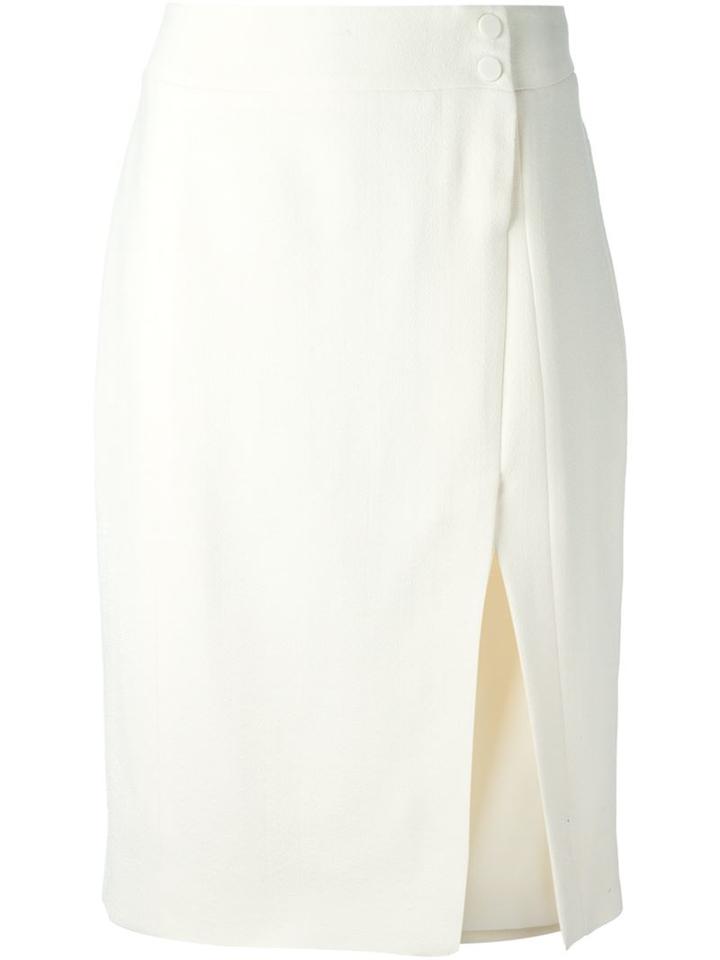 Jason Wu Side Slit Pencil Skirt, Women's, Size: 2, White, Cotton/polyamide/polyester/viscose