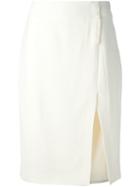 Jason Wu Side Slit Pencil Skirt, Women's, Size: 2, White, Cotton/polyamide/polyester/viscose