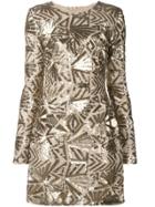 P.a.r.o.s.h. Sequin Embroidered Shift Dress - Neutrals