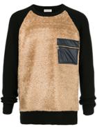 Education From Young Machines Furry-panelled Jumper - Black