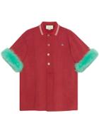 Gucci Oversize Cotton Polo Shirt With Feathers - Red