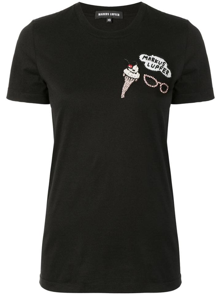 Markus Lupfer Embellished Patch T-shirt - Black