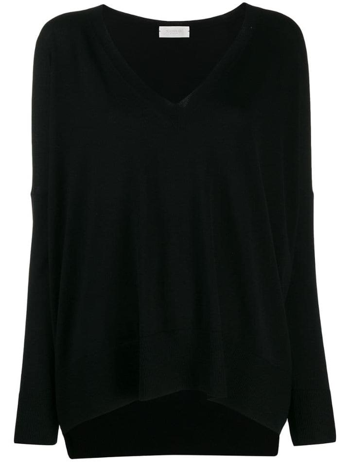 Zanone Oversized Long-sleeve Sweater - Black