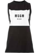 Msgm Logo Print Tank Top, Women's, Size: L, Black, Cotton