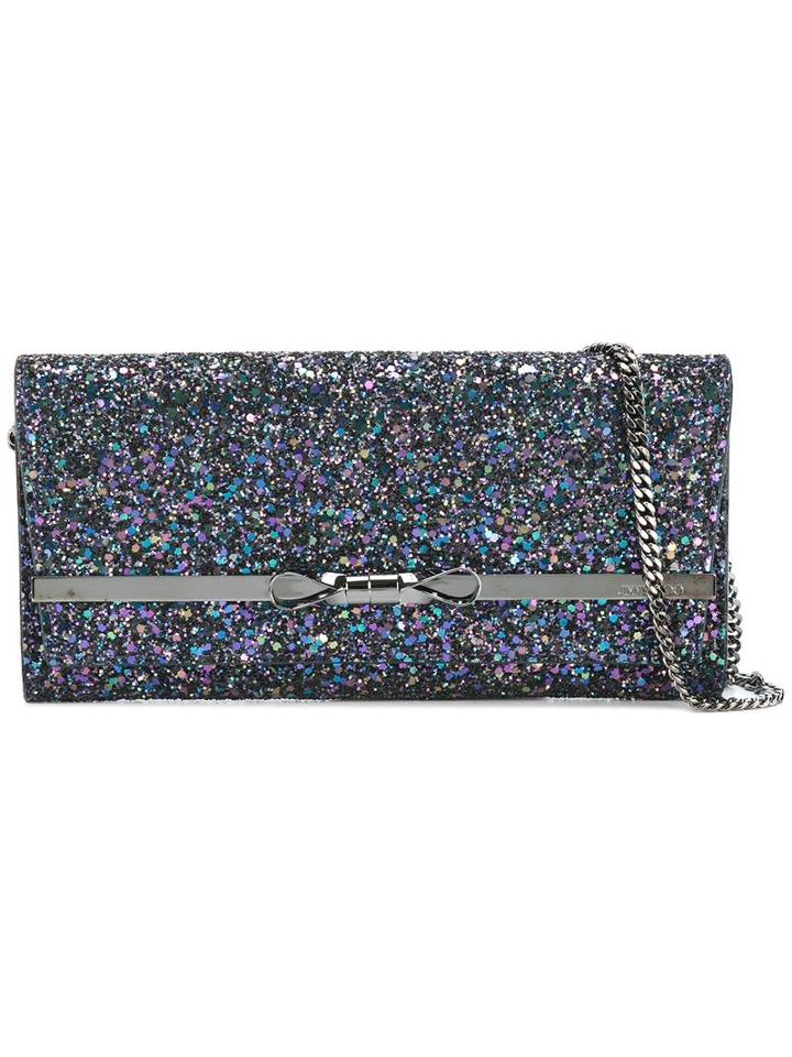 Jimmy Choo Glitter Clutch, Women's, Black, Cotton/polyester