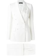 Dolce & Gabbana Double Breasted Two-piece Suit, Women's, Size: 42, White, Silk/spandex/elastane/wool