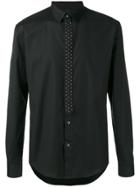 Les Hommes Studded Tie Placket Shirt - Black