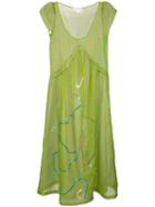 Collina Strada Sheer Midi Dress - Green