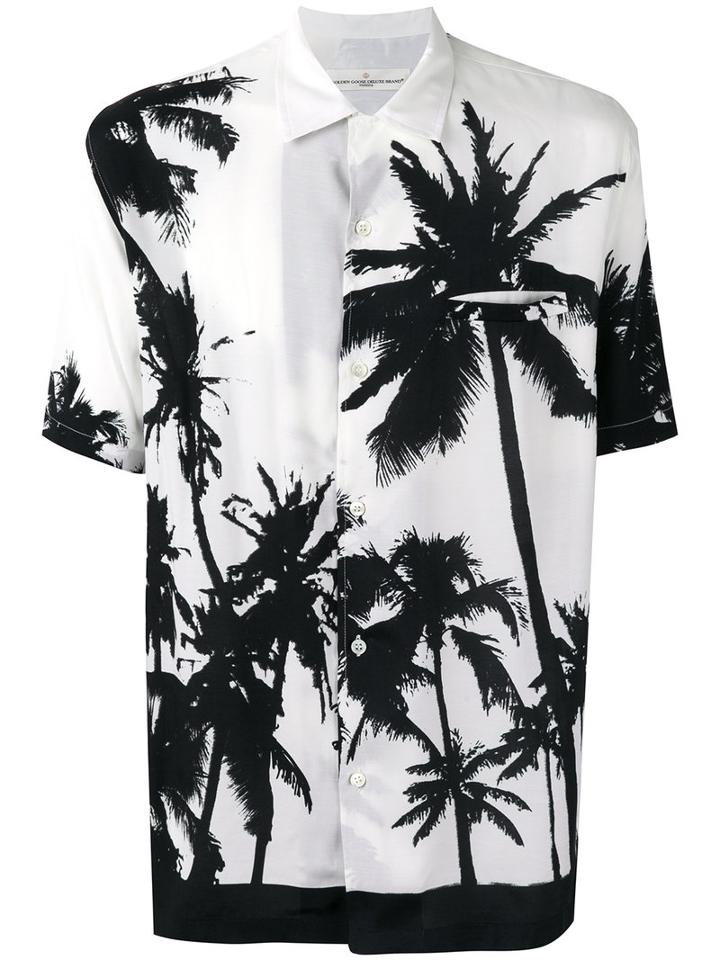 Golden Goose Deluxe Brand Palm Print Shirt, Men's, Size: Small, White, Viscose