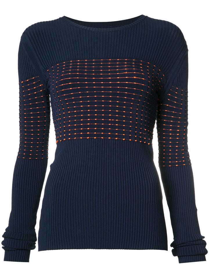 Jason Wu - Ribbed Knit Jumper - Women - Viscose - Xs, Blue, Viscose