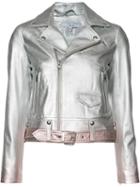 Iro - Ombré Biker Jacket - Women - Lamb Skin/rayon - 38, Women's, Grey, Lamb Skin/rayon