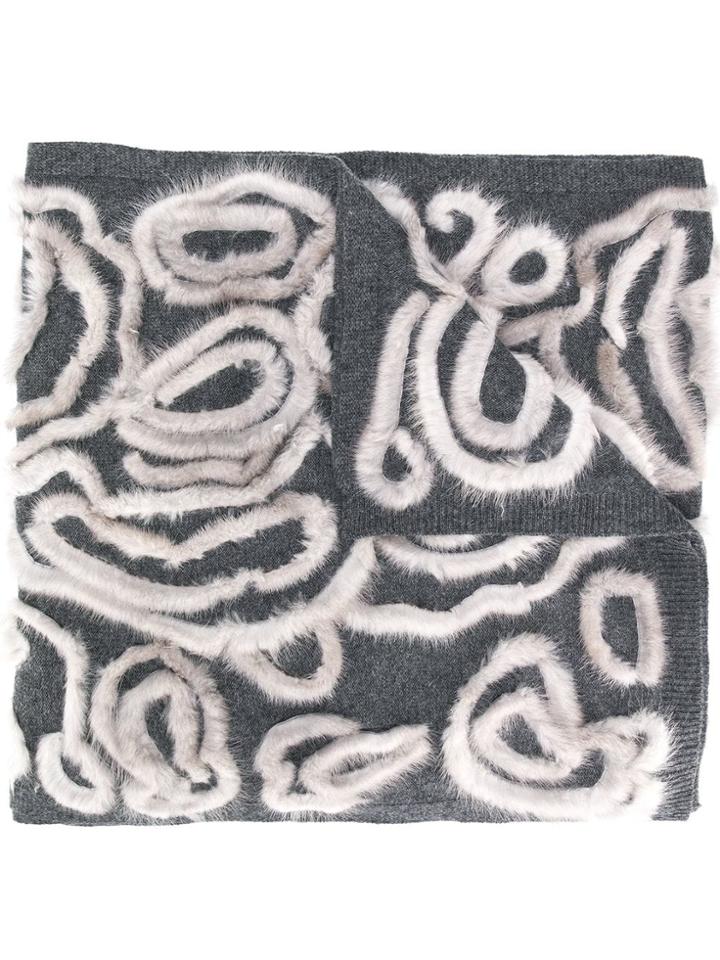 Liska Fur Trimmed Scarf - Grey
