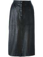 Yves Saint Laurent Vintage Leather Pencil Skirt, Women's, Size: 38, Black