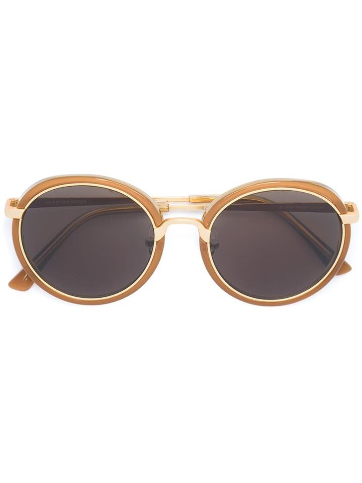 Linda Farrow Round Frame Sunglasses, Women's, Yellow/orange, Acetate/metal