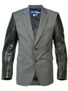 Junya Watanabe Comme Des Garçons Man Contrast Sleeves Blazer, Men's, Size: Medium, Grey, Cupro/wool/artificial Leather