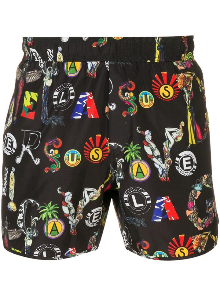 Versus Letter Printed Swim Shorts - Black