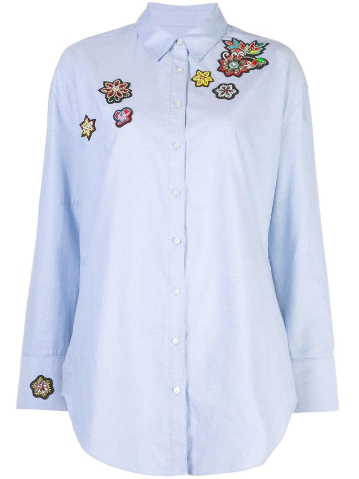 Cinq A Sept Embroidered Patch Shirt - Blue
