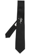 Alexander Mcqueen Embroidered Dancing Skeleton Tie - Black