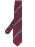 Canali Striped Woven Tie - Red