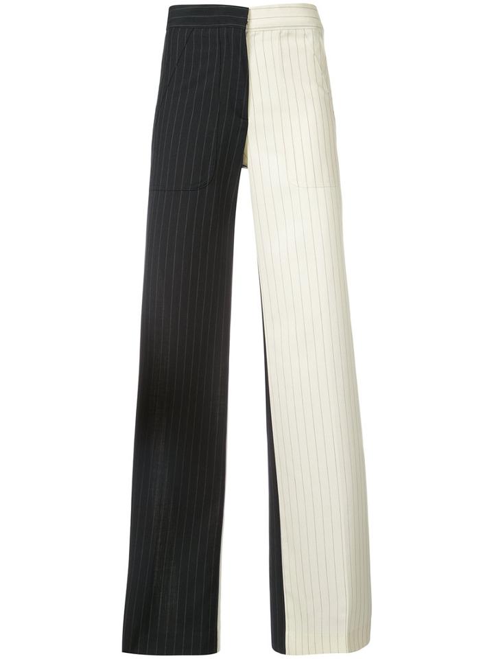 Off-white - Pinstripe Bicolor Trousers - Women - Cotton/wool - Xs, Black, Cotton/wool