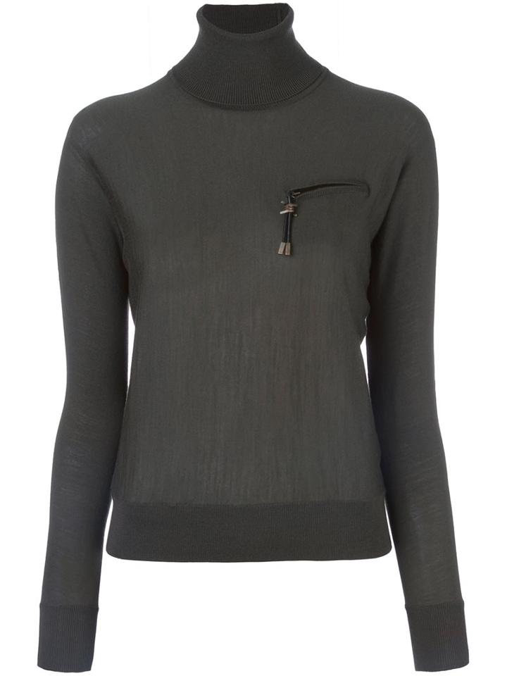 Dsquared2 Chest Pocket Turtleneck Jumper, Women's, Size: Small, Green, Wool