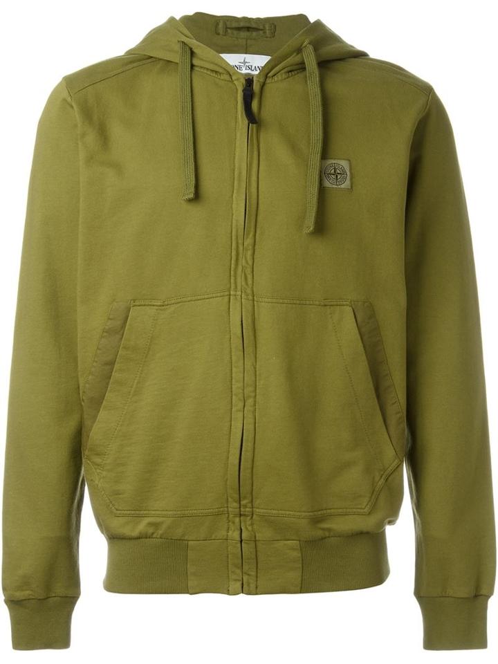 Stone Island Zipped Hoodie, Men's, Size: M, Green, Cotton