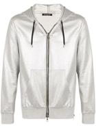 Balmain Metallic Zip Hoodie - Grey