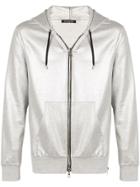 Balmain Metallic Zip Hoodie - Grey