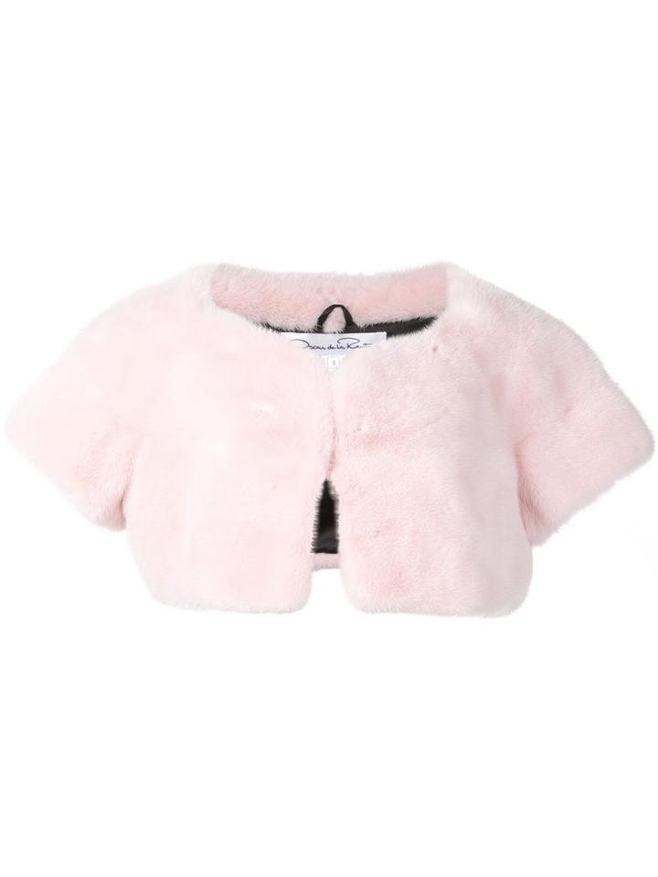 Oscar De La Renta Mink Fur Cropped Jacket, Women's, Size: Small, Pink/purple, Silk/mink Fur