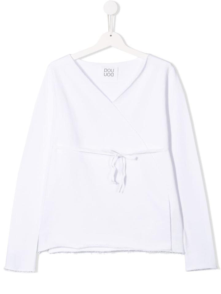 Douuod Kids Belted Wrap Top - White