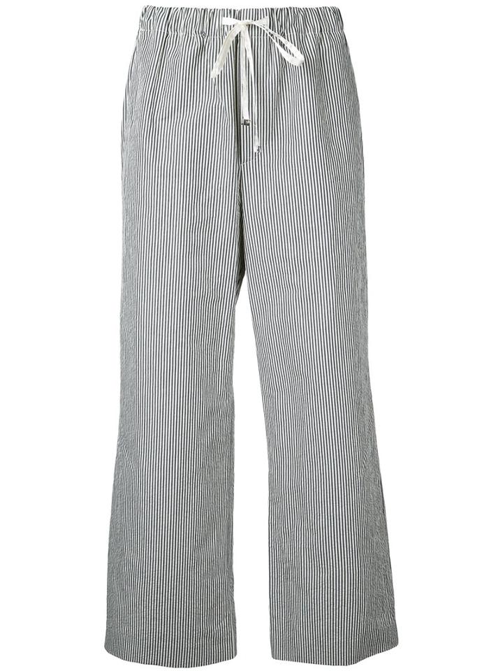 Astraet - Striped Cropped Trousers - Women - Cotton - 1, White, Cotton