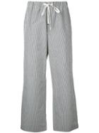 Astraet - Striped Cropped Trousers - Women - Cotton - 1, White, Cotton